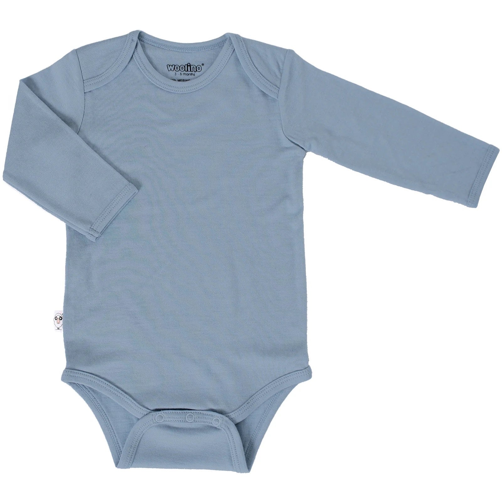 Blue Merino Wool Baby Bodysuit 6-12m - Woolino, photo 1 of 4