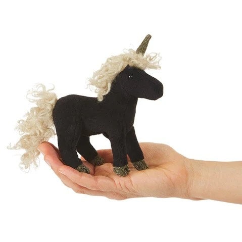 Mini Black Unicorn Finger Puppet - Folkmanis, photo 1 of 4
