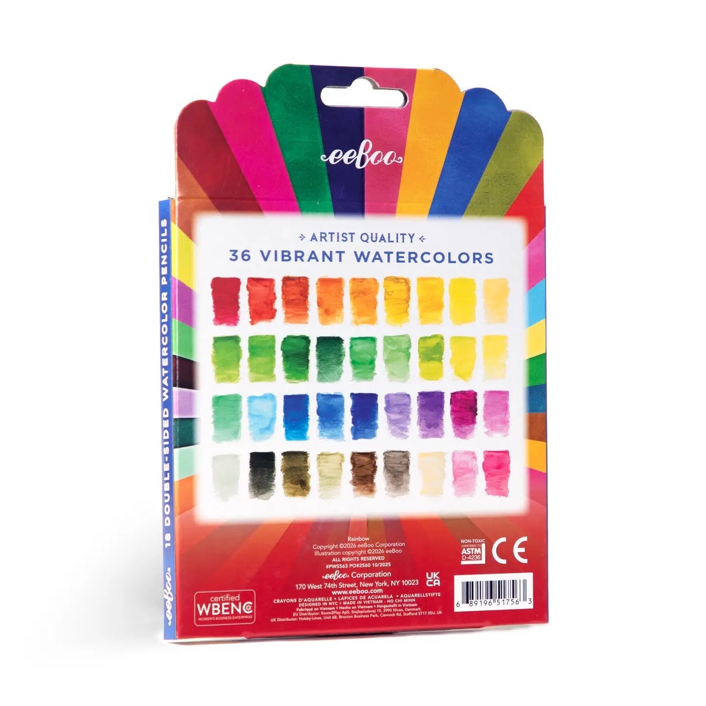 Rainbow 18 Double-Sided Watercolor Pencils - 36 Vivid Colors - eeBoo, photo 3 of 3