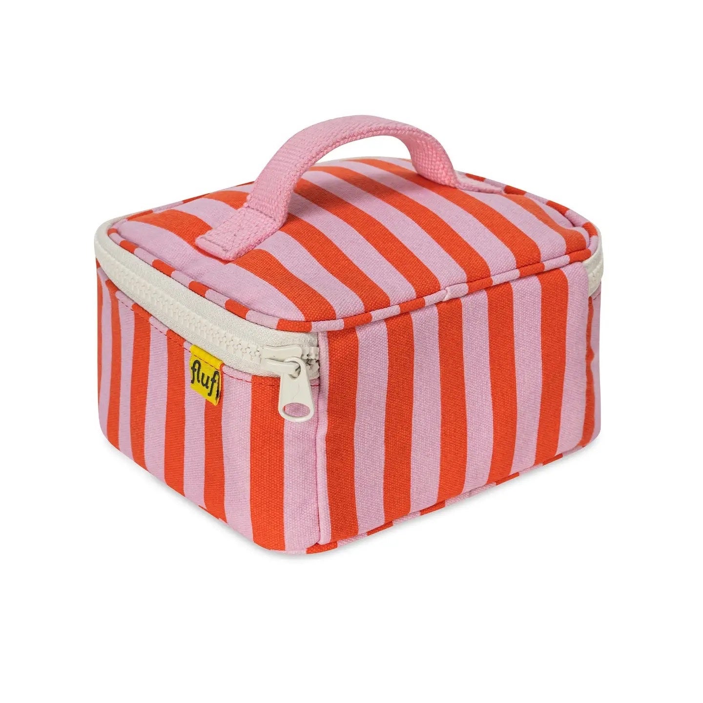 Mini Zip Cube / Mini Lunch Bag - Awning Stripe Pink - Fluf, photo 3 of 4