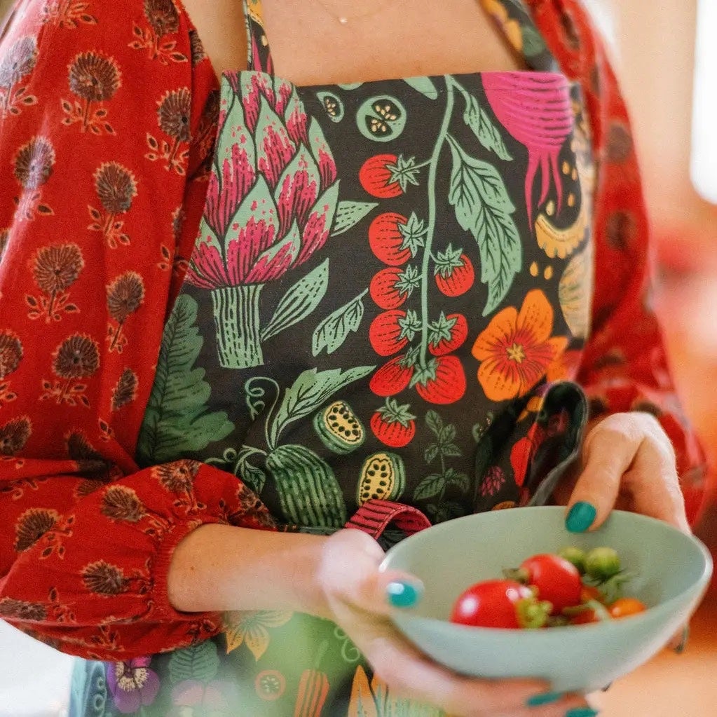 Organic Cotton Aprons in Veggie Prints by Lili Arnold Studios, photo 2 of 7