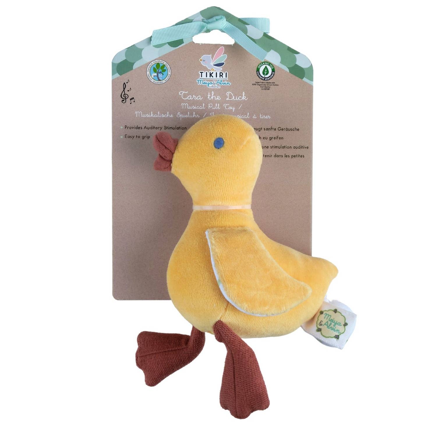 Tara the Duck - Baby Organic Musical Toy - Tikiri Toys - Fair Trade, photo 4 of 5