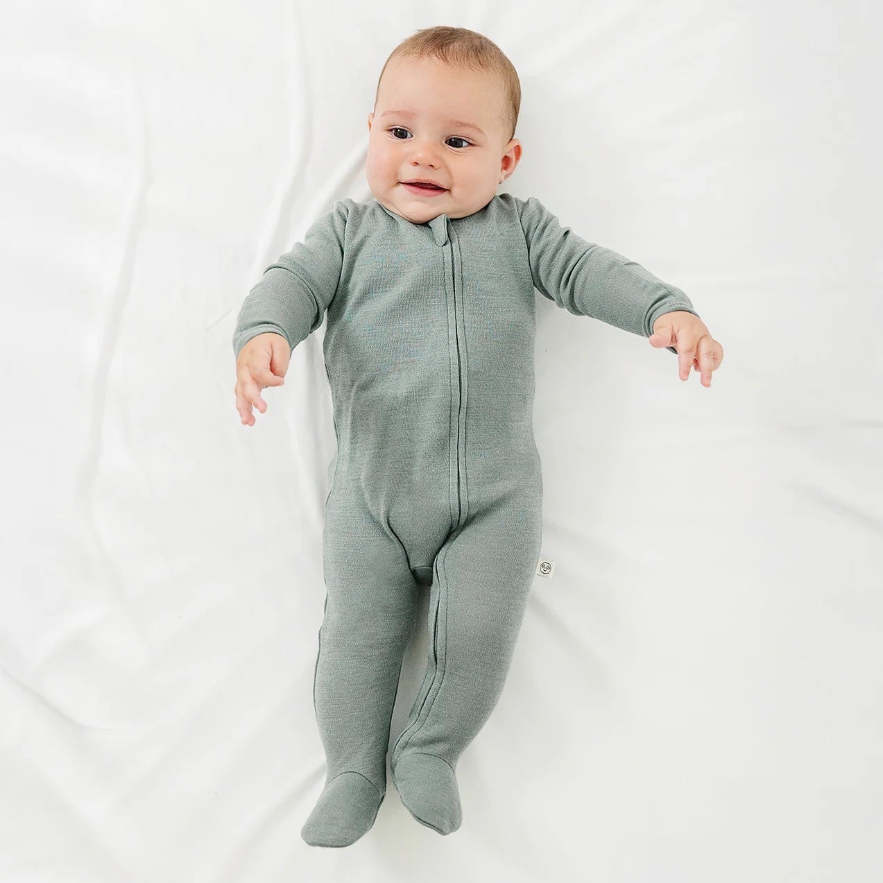 Sage - Infant Sleeper - Merino Wool - Woolino, photo 2 of 6