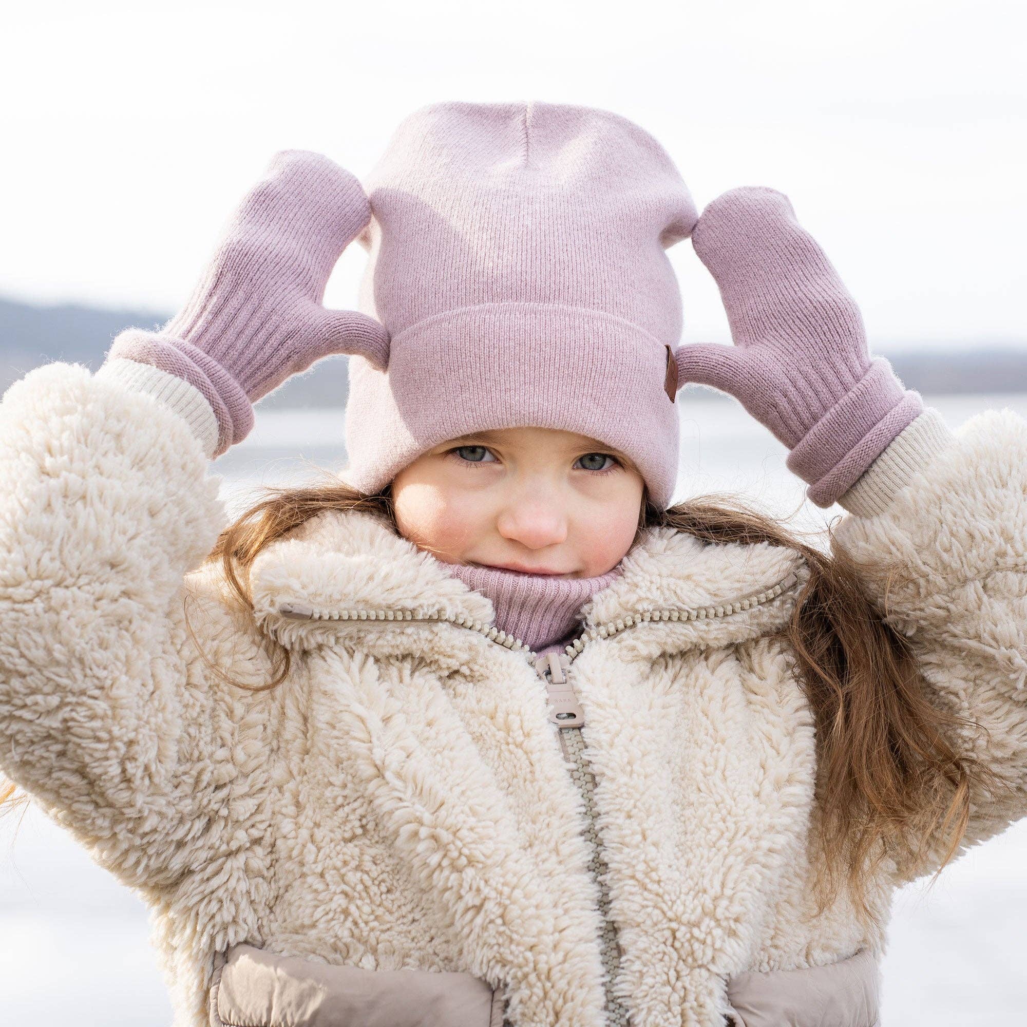 Merino Cashmere Knit Mittens - Dusty Pink - Menique, photo 4 of 6