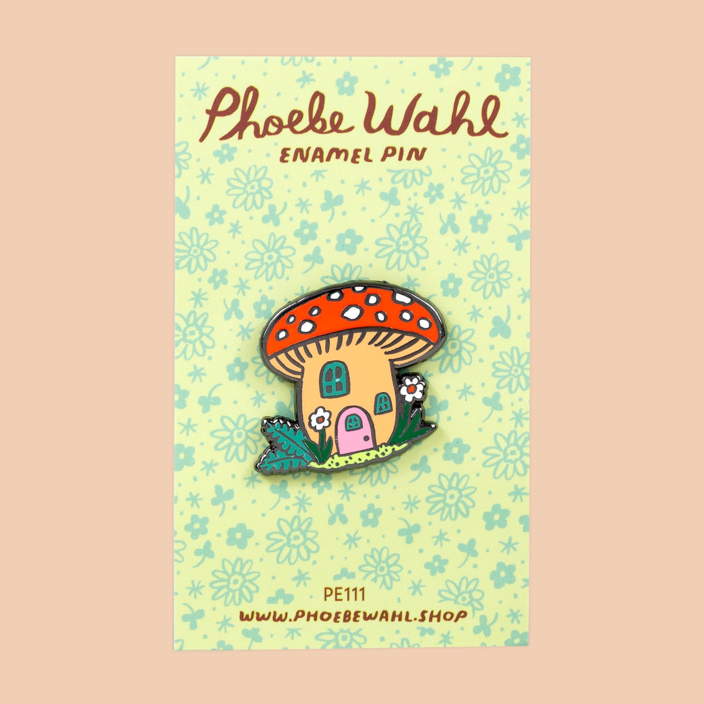 Mushroom Cottage Enamel Pin - Phoebe Wahl, photo 2 of 2