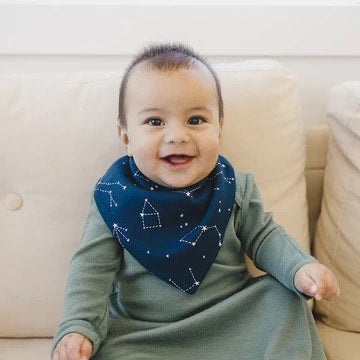 Night Sky Bandana Bibs- Set of 2 - Merino Wool & Organic Cotton Sides - Woolino, photo 1 of 5