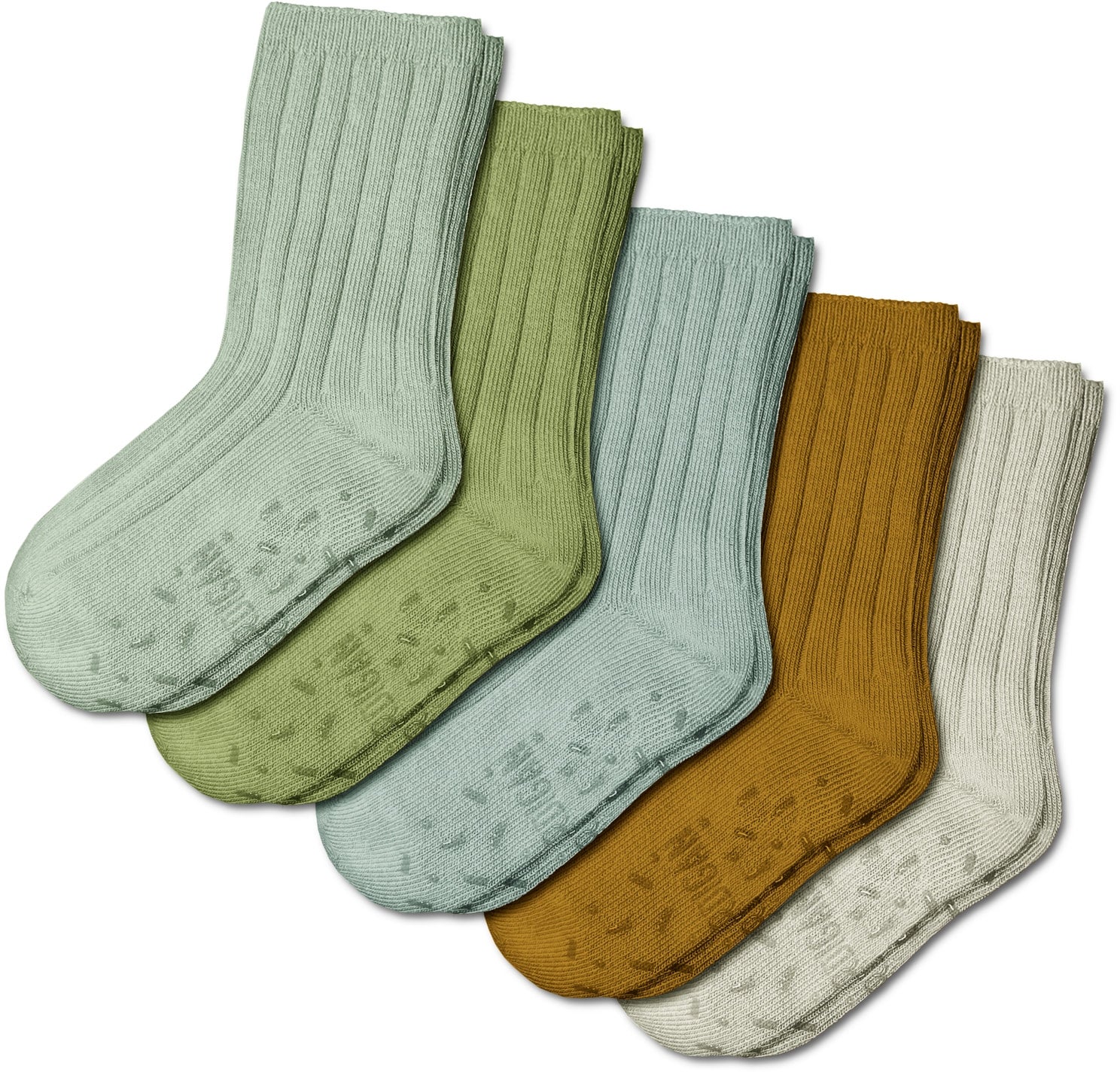 Jewel Organic Cotton Crew Socks with Grips - 5 Pack - Foot Cardigan