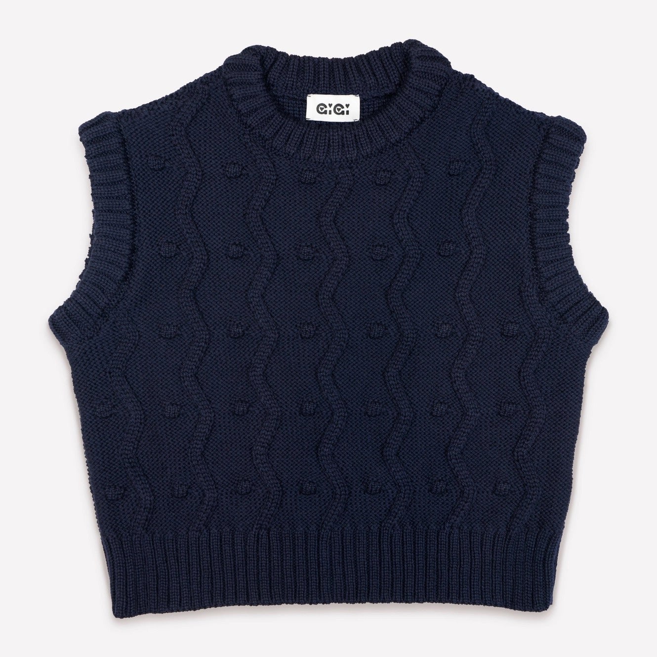 Merino Bubble Vest (Navy, Adult Medium) - Gigi Knitwear, photo 2 of 6