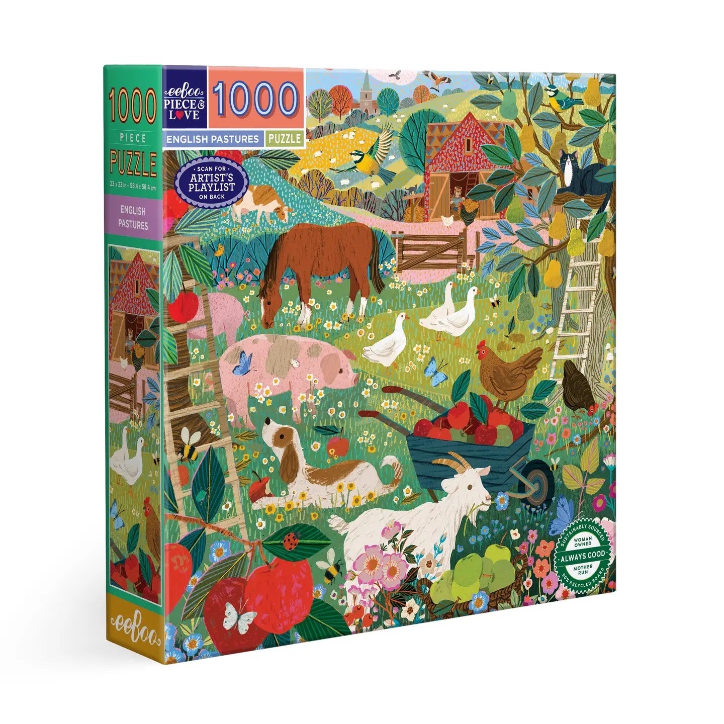 English Pastures 1,000 Piece Puzzle - eeBoo, photo 1 of 4