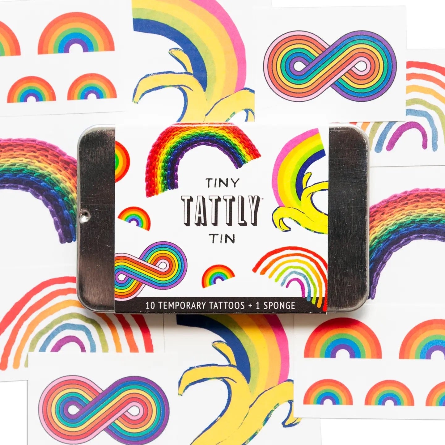 Tiny Tin 10 Temporary Tattoos - Rainbow Set - Tattly, photo 1 of 2