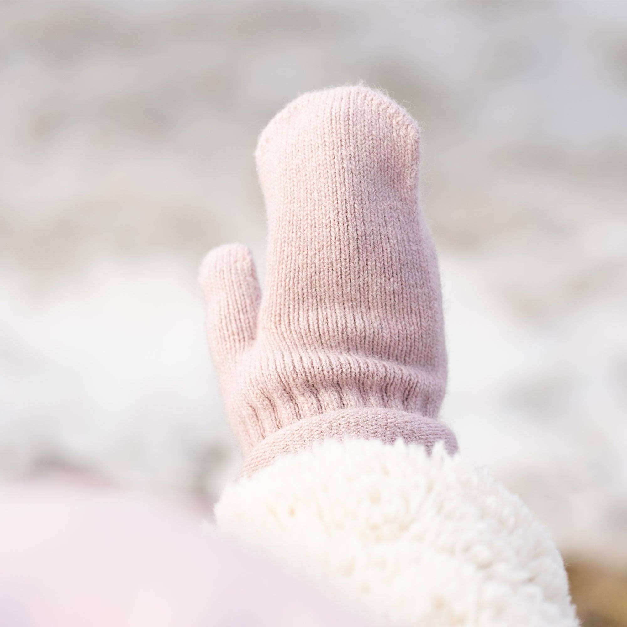 Merino Cashmere Knit Mittens - Dusty Pink - Menique, photo 2 of 6