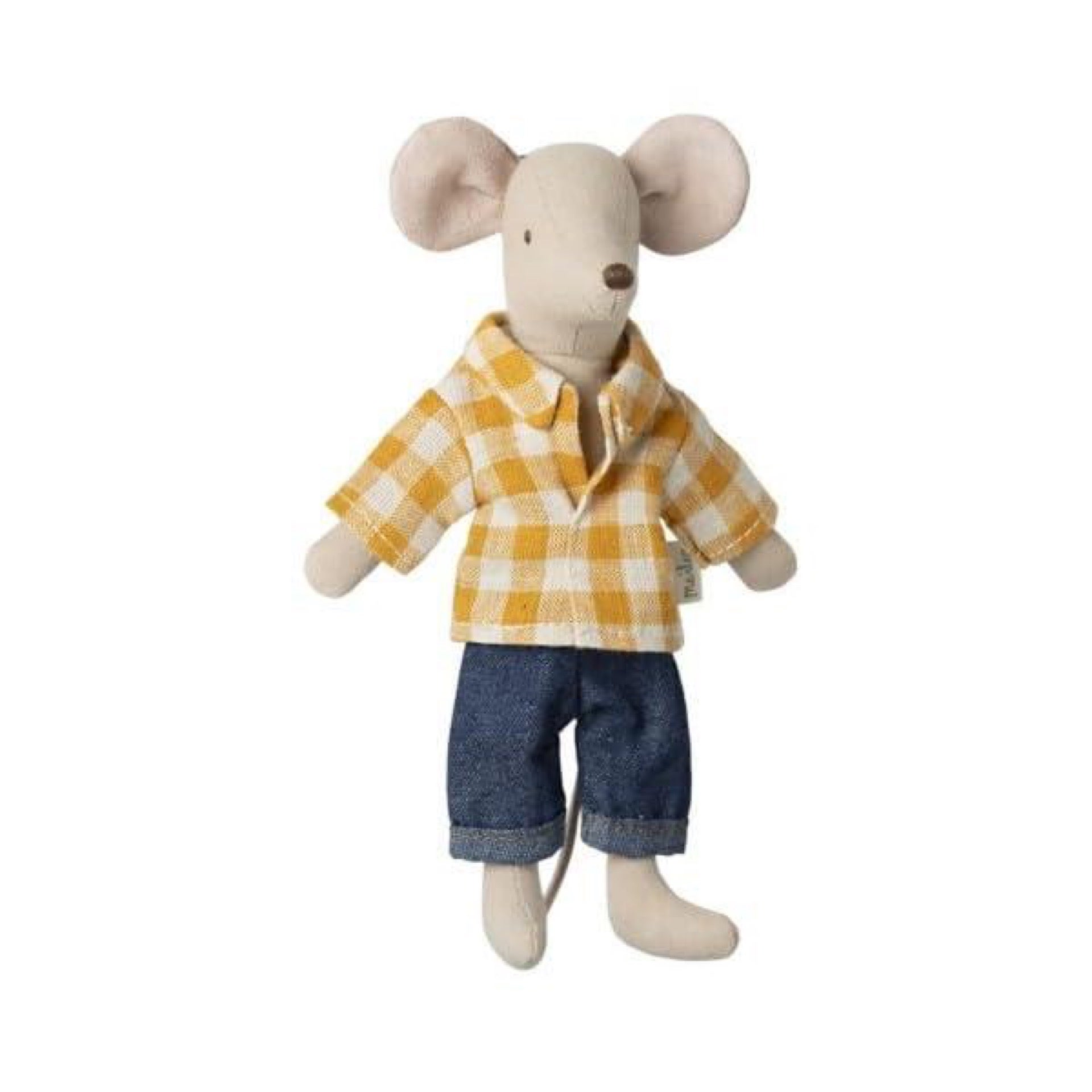 Dad Mouse - Yellow Checkered Shirt - Maileg, photo 1 of 2