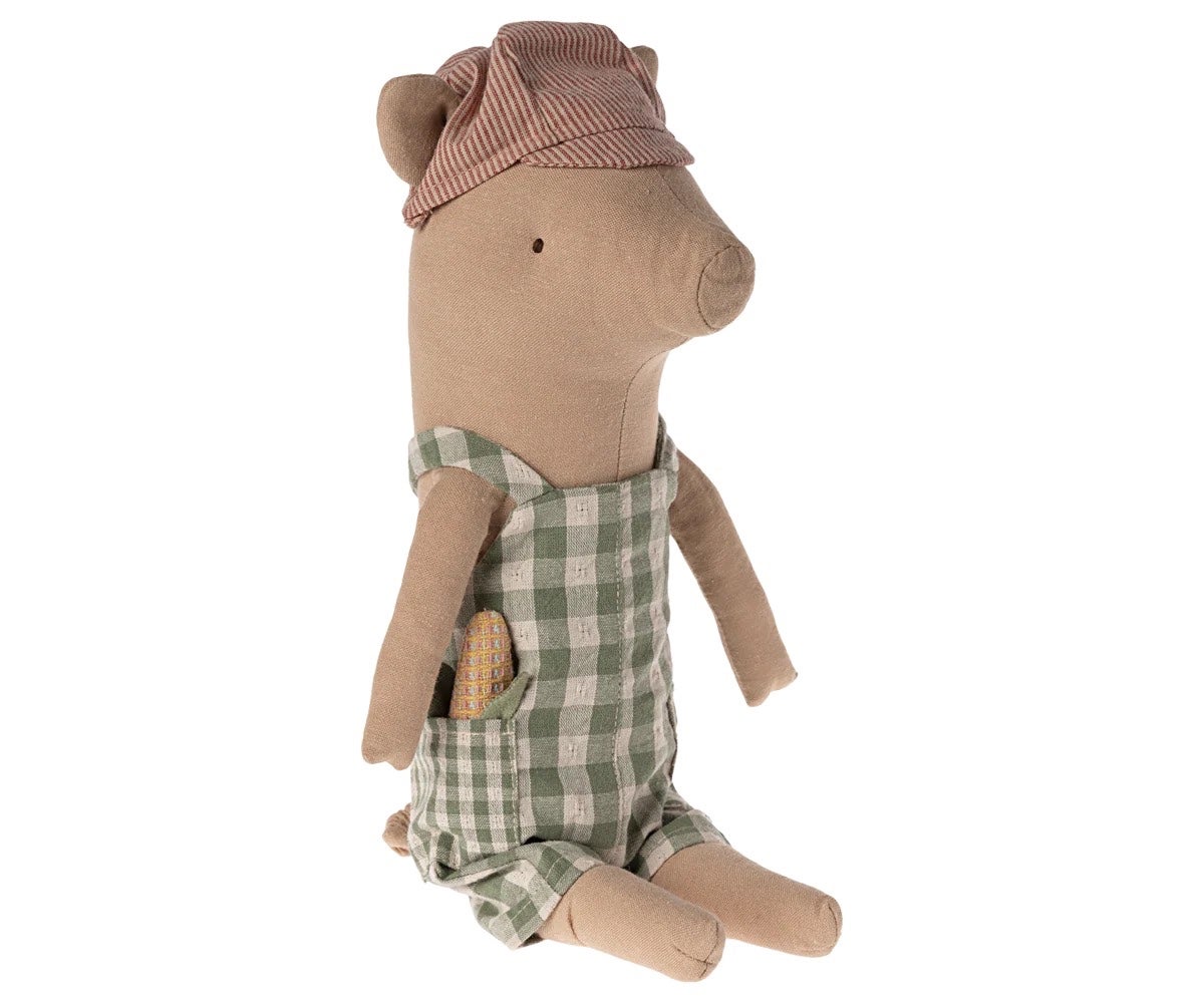 Pig - Boy in Green Checked Overalls - Maileg, photo 1 of 2