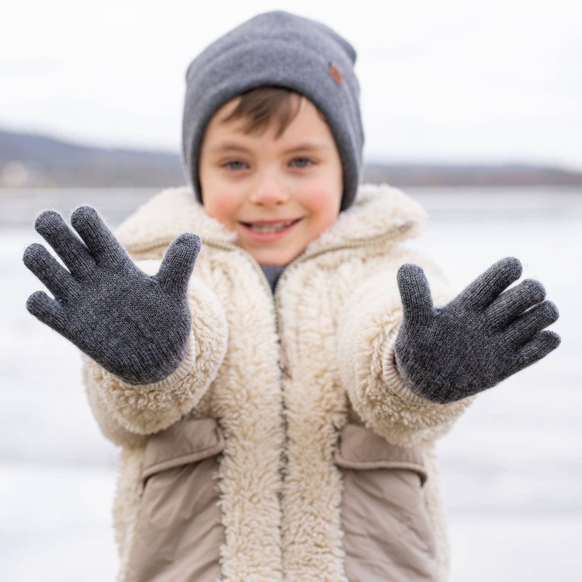 Merino Cashmere Knit Gloves - Dark Gray - Menique, photo 1 of 4