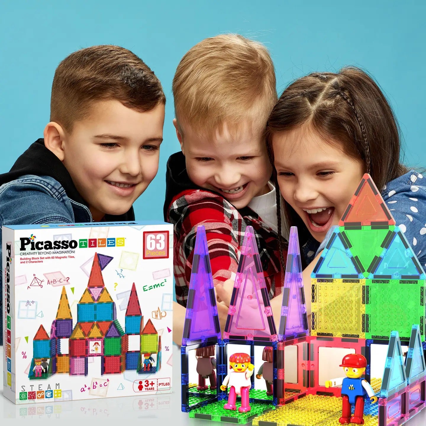 63 Piece Magnetic Tile Building Set - Picasso Tiles, photo 2 of 6