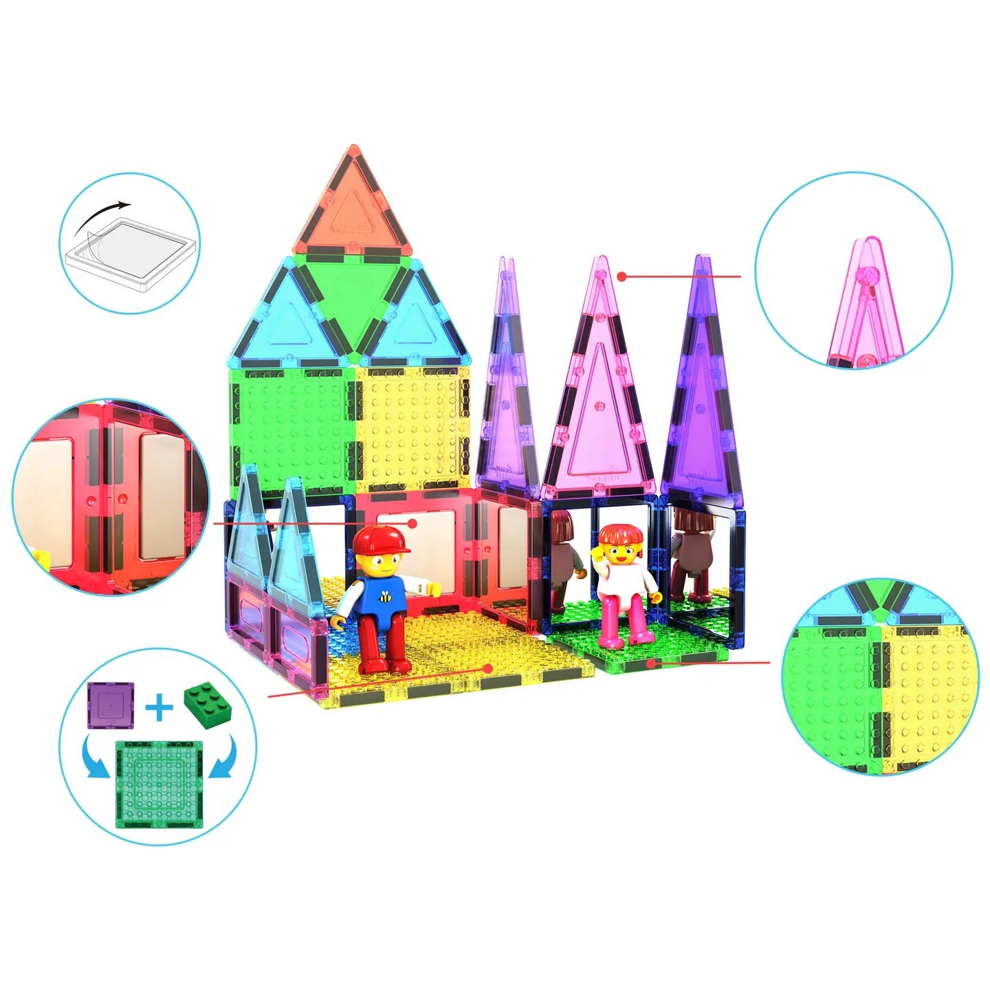 63 Piece Magnetic Tile Building Set - Picasso Tiles, photo 4 of 6